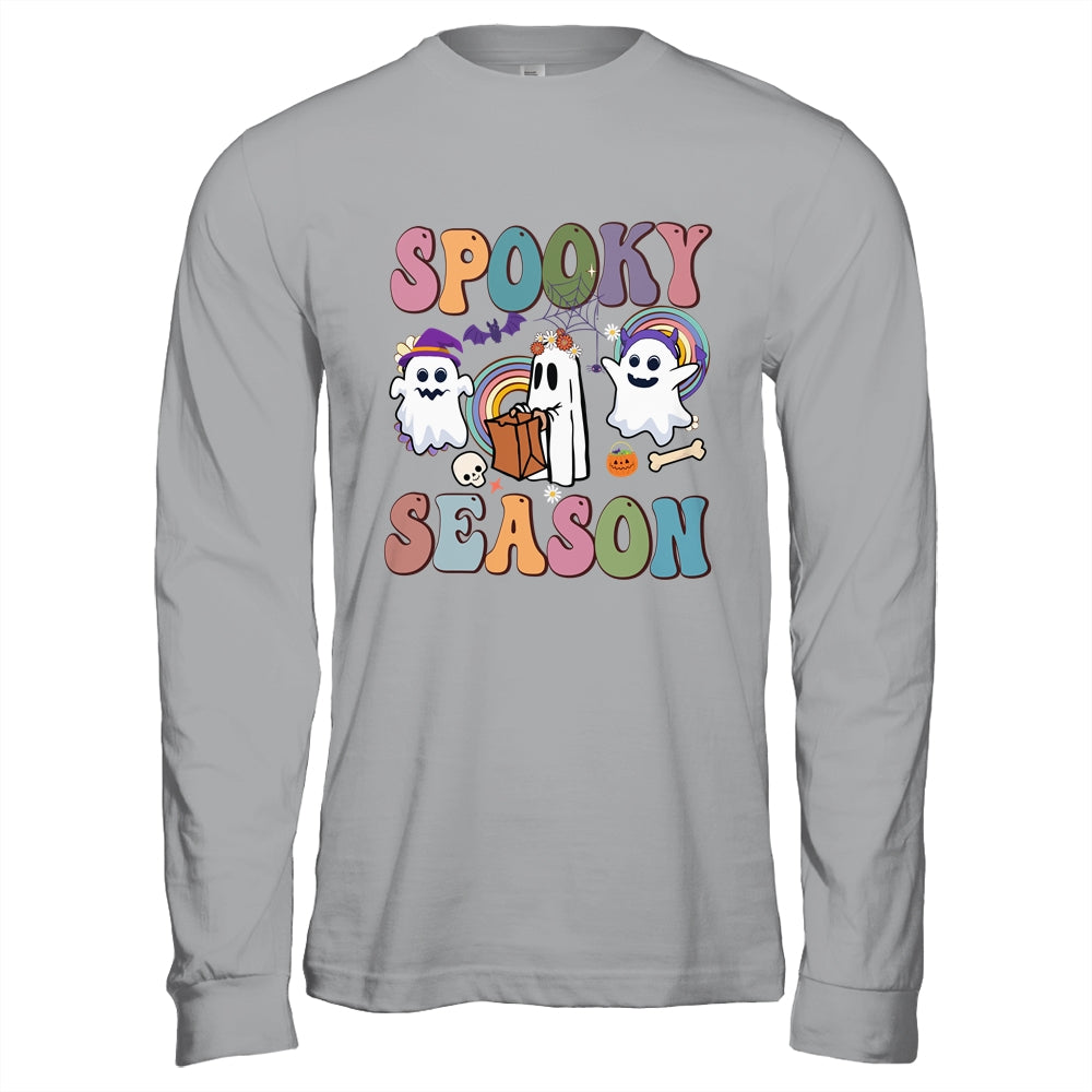 Retro Groovy Spooky Season Floral Ghost Pumpkin Halloween Shirt & Hoodie | teecentury