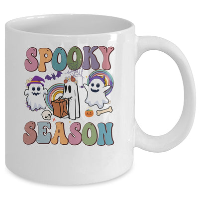 Retro Groovy Spooky Season Floral Ghost Pumpkin Halloween Mug | teecentury