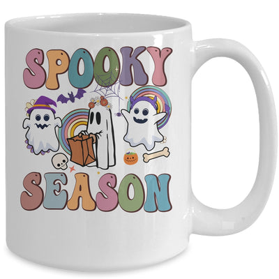 Retro Groovy Spooky Season Floral Ghost Pumpkin Halloween Mug | teecentury