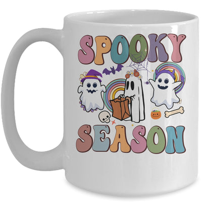Retro Groovy Spooky Season Floral Ghost Pumpkin Halloween Mug | teecentury