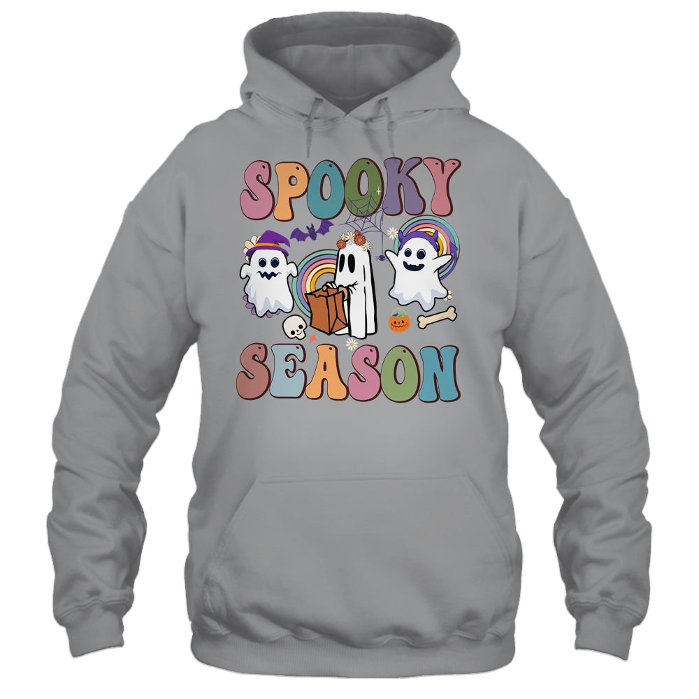 Retro Groovy Spooky Season Floral Ghost Pumpkin Halloween Shirt & Hoodie | teecentury
