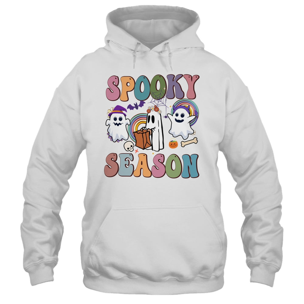 Retro Groovy Spooky Season Floral Ghost Pumpkin Halloween Shirt & Hoodie | teecentury