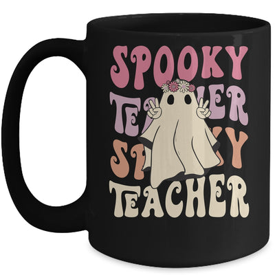 Retro Hippie Halloween Cute Ghost Spooky Season Funny Mug | teecentury