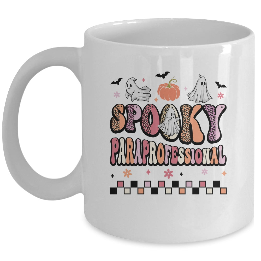 Retro Spooky Paraprofessional Cute Ghost Teacher Halloween Mug | teecentury