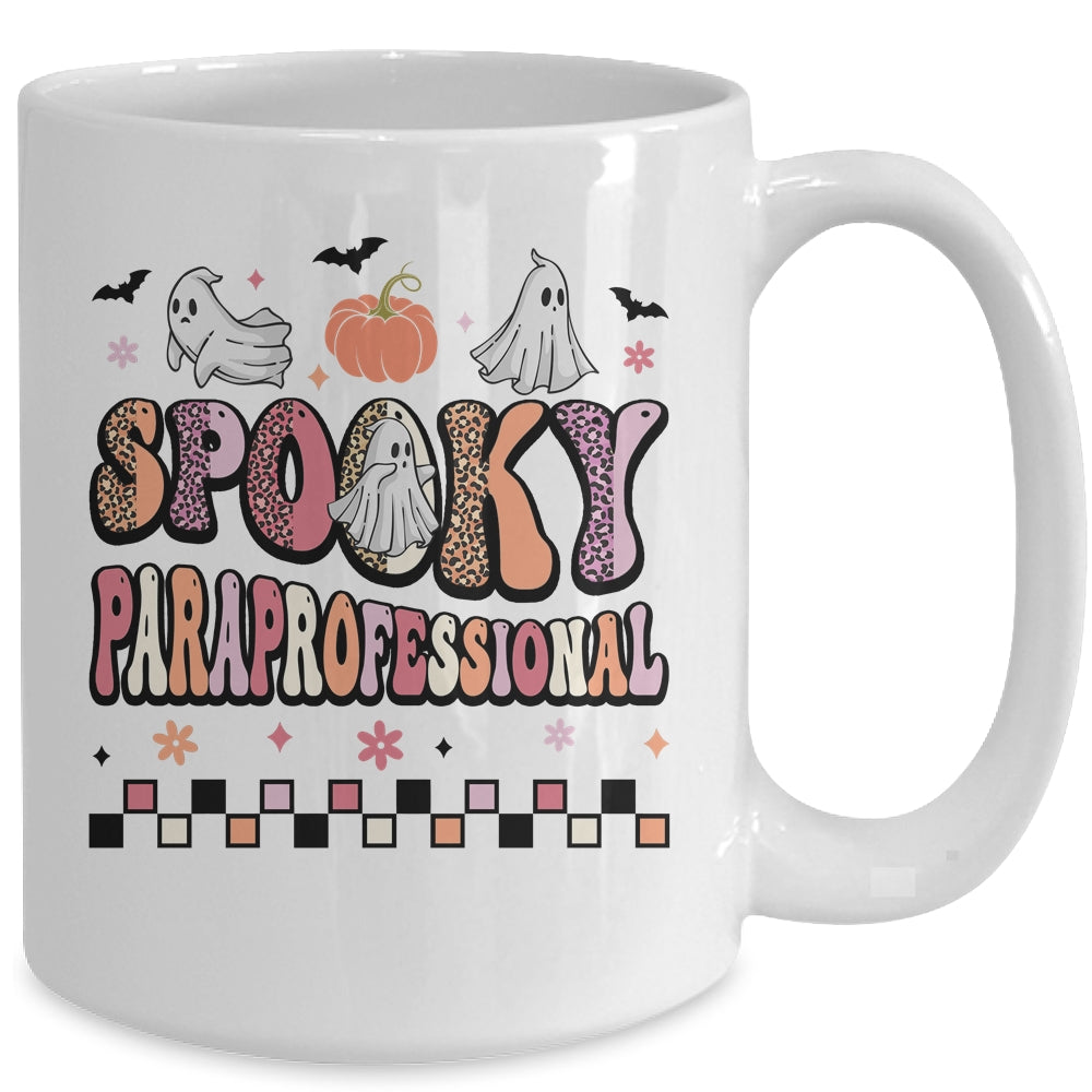 Retro Spooky Paraprofessional Cute Ghost Teacher Halloween Mug | teecentury