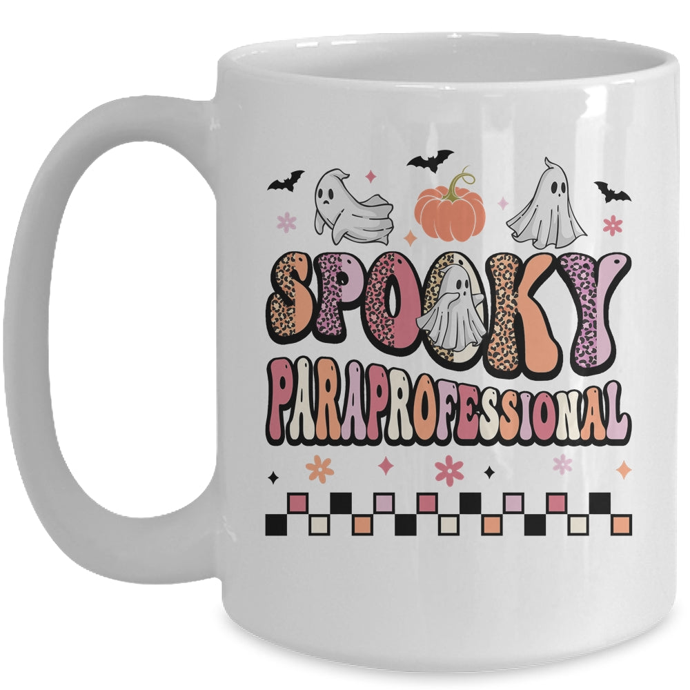Retro Spooky Paraprofessional Cute Ghost Teacher Halloween Mug | teecentury