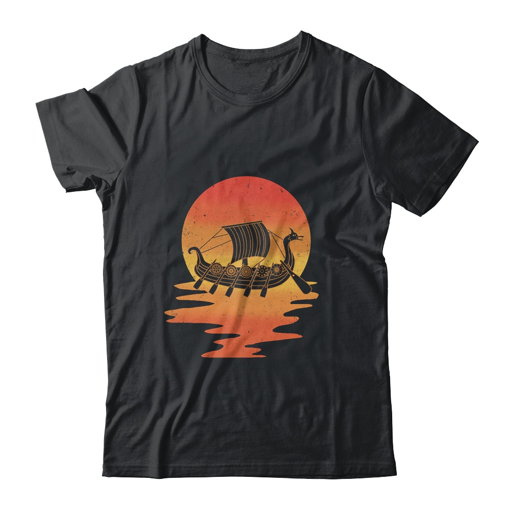 Retro Viking Ship Cool Water Sunset Ancient Norse T-Shirt & Hoodie | Teecentury.com