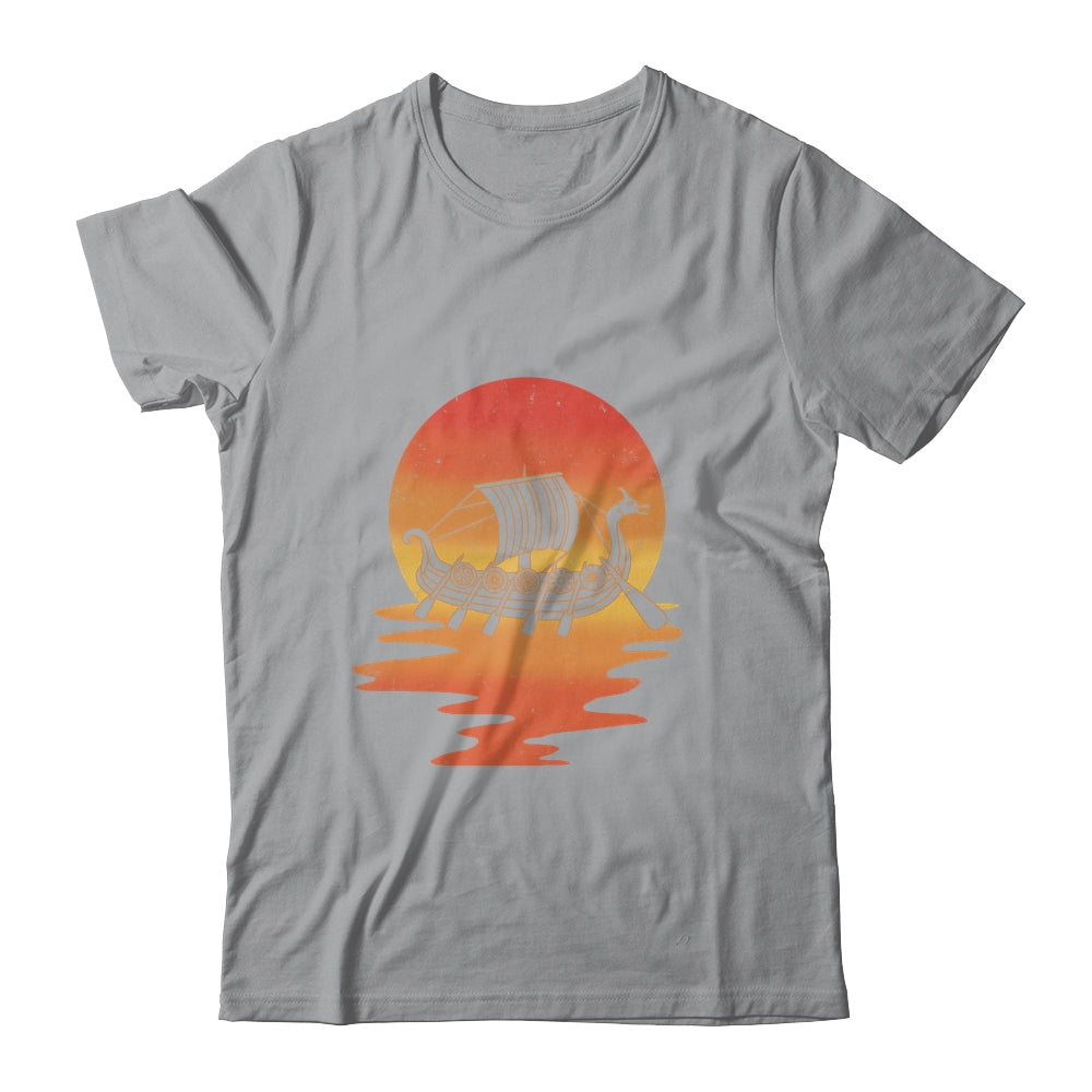 Retro Viking Ship Cool Water Sunset Ancient Norse T-Shirt & Hoodie | Teecentury.com