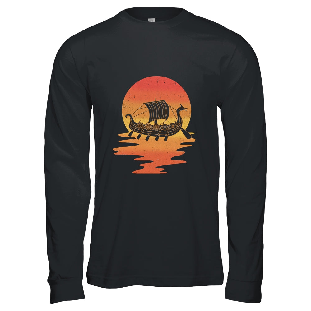 Retro Viking Ship Cool Water Sunset Ancient Norse T-Shirt & Hoodie | Teecentury.com