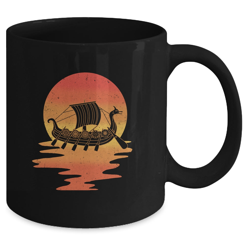 Retro Viking Ship Cool Water Sunset Ancient Norse Mug Coffee Mug | Teecentury.com