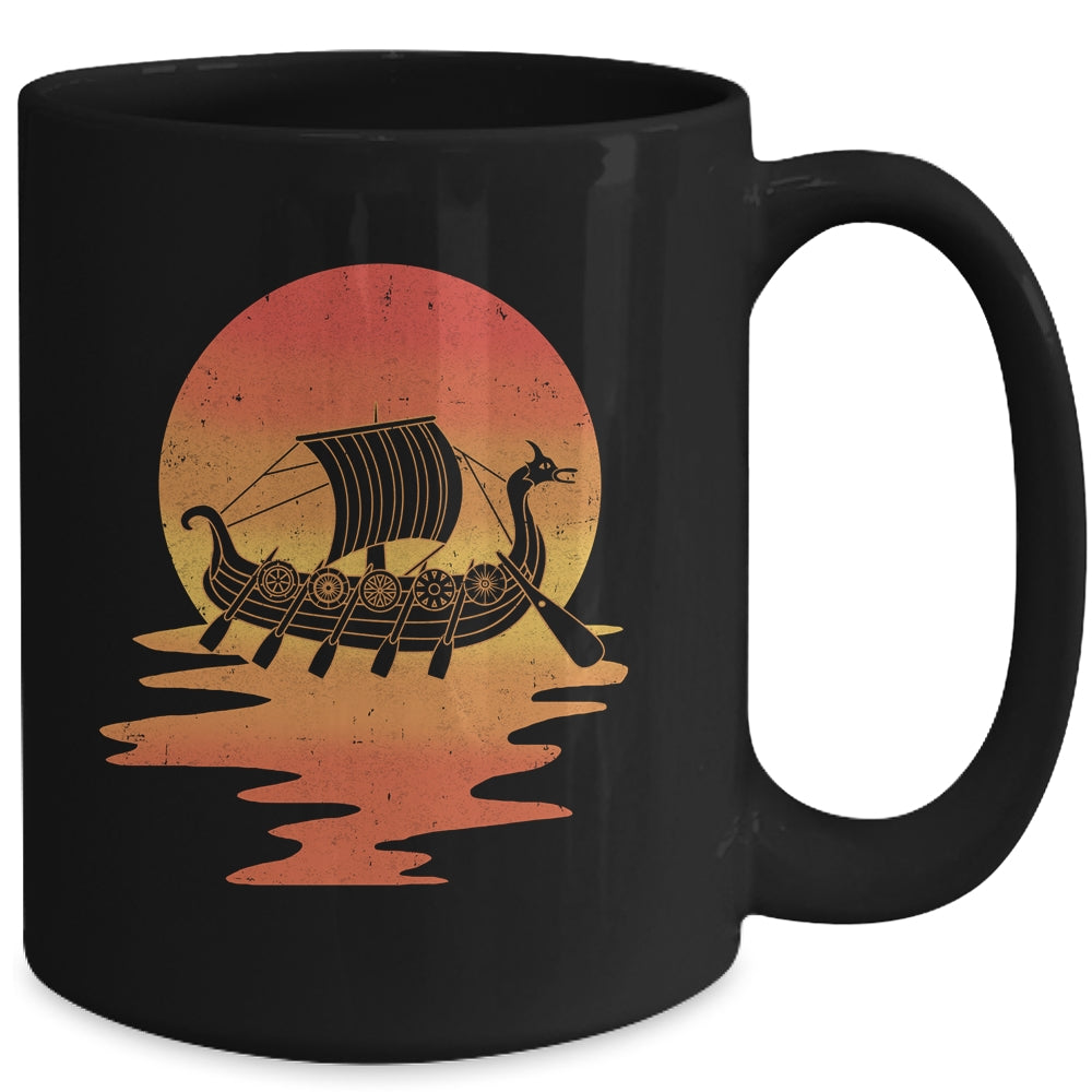 Retro Viking Ship Cool Water Sunset Ancient Norse Mug Coffee Mug | Teecentury.com