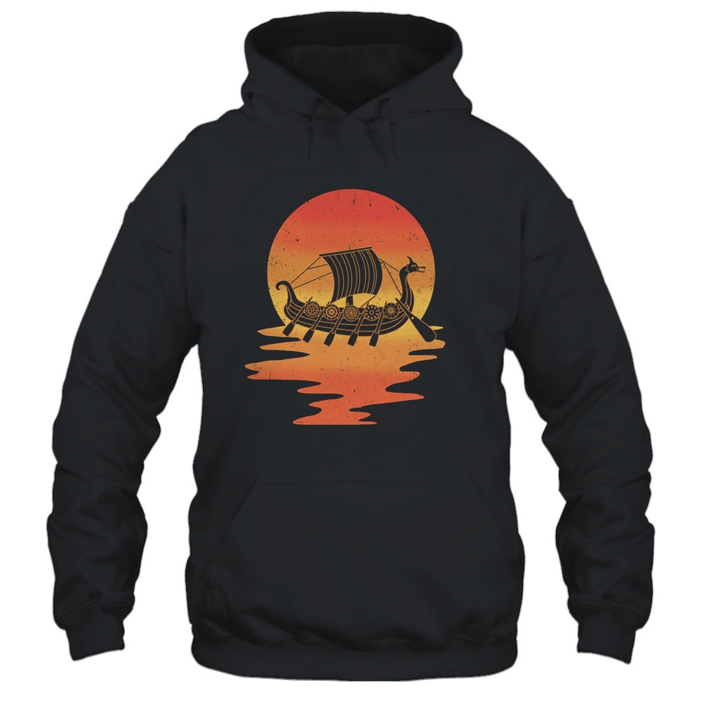 Retro Viking Ship Cool Water Sunset Ancient Norse T-Shirt & Hoodie | Teecentury.com