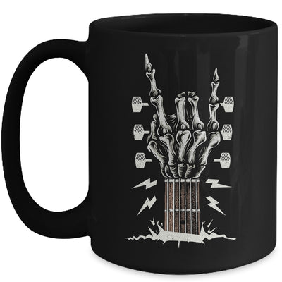 Rock On Hand Guitar Roll Skeleton Hand Music Lovers Mug | teecentury