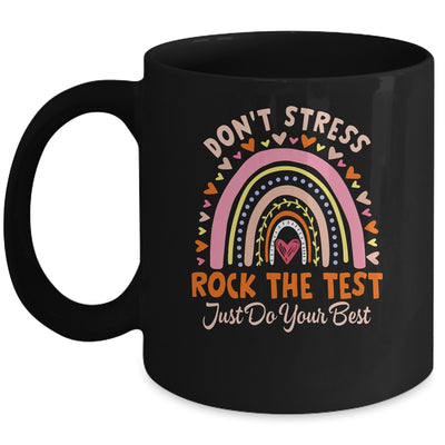 Rock The Test Day Don't Stress Testing Rainbow Teacher Mug | teecentury