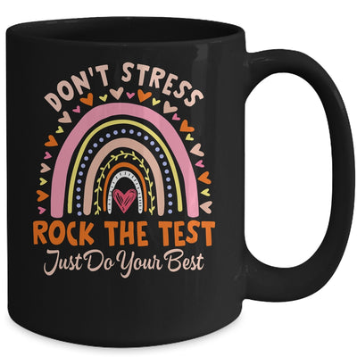 Rock The Test Day Don't Stress Testing Rainbow Teacher Mug | teecentury