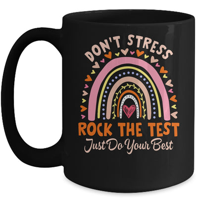 Rock The Test Day Don't Stress Testing Rainbow Teacher Mug | teecentury