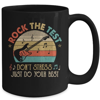 Rock The Test Dont Stress Test Day Funny Testing Day Teacher Mug | teecentury