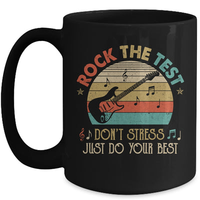 Rock The Test Dont Stress Test Day Funny Testing Day Teacher Mug | teecentury