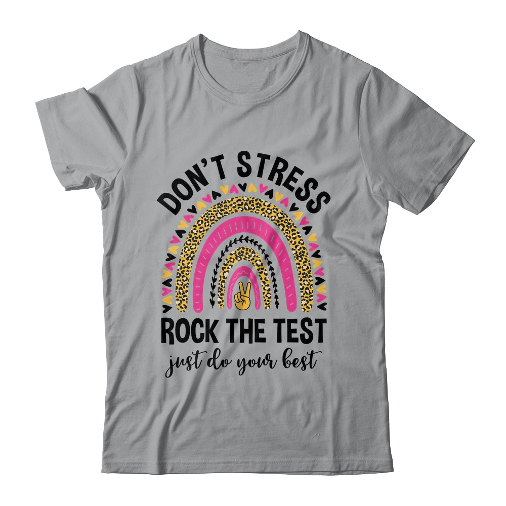 Rock The Test Test Day Teacher Testing Day Rainbow Leopard Shirt & Hoodie | teecentury