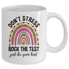 Rock The Test Test Day Teacher Testing Day Rainbow Leopard Mug | teecentury