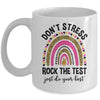 Rock The Test Test Day Teacher Testing Day Rainbow Leopard Mug | teecentury
