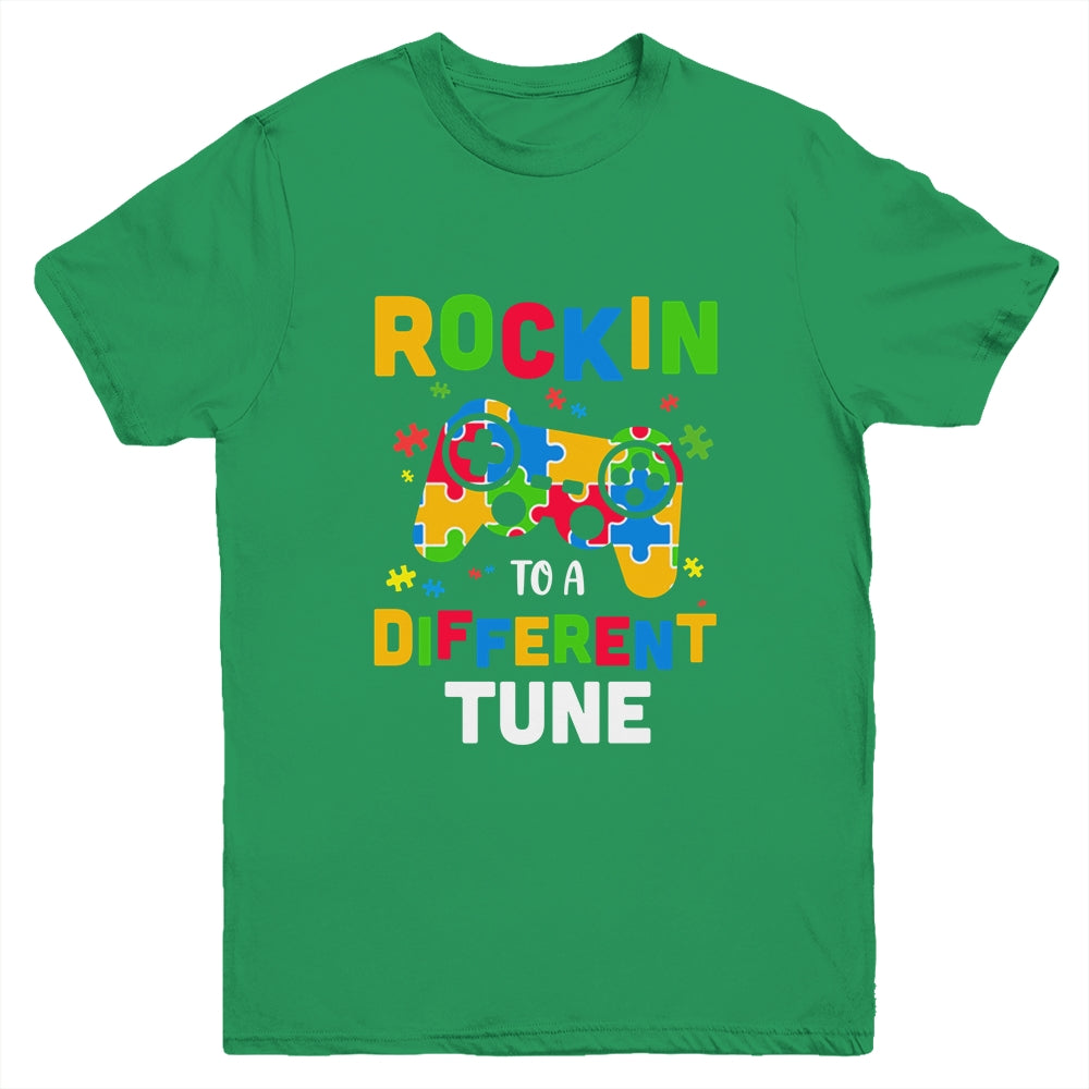 Rocking To A Different Tune Autism Awareness Gamer Kids Youth Youth Shirt | Teecentury.com