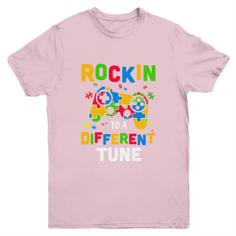 Rocking To A Different Tune Autism Awareness Gamer Kids Youth Youth Shirt | Teecentury.com