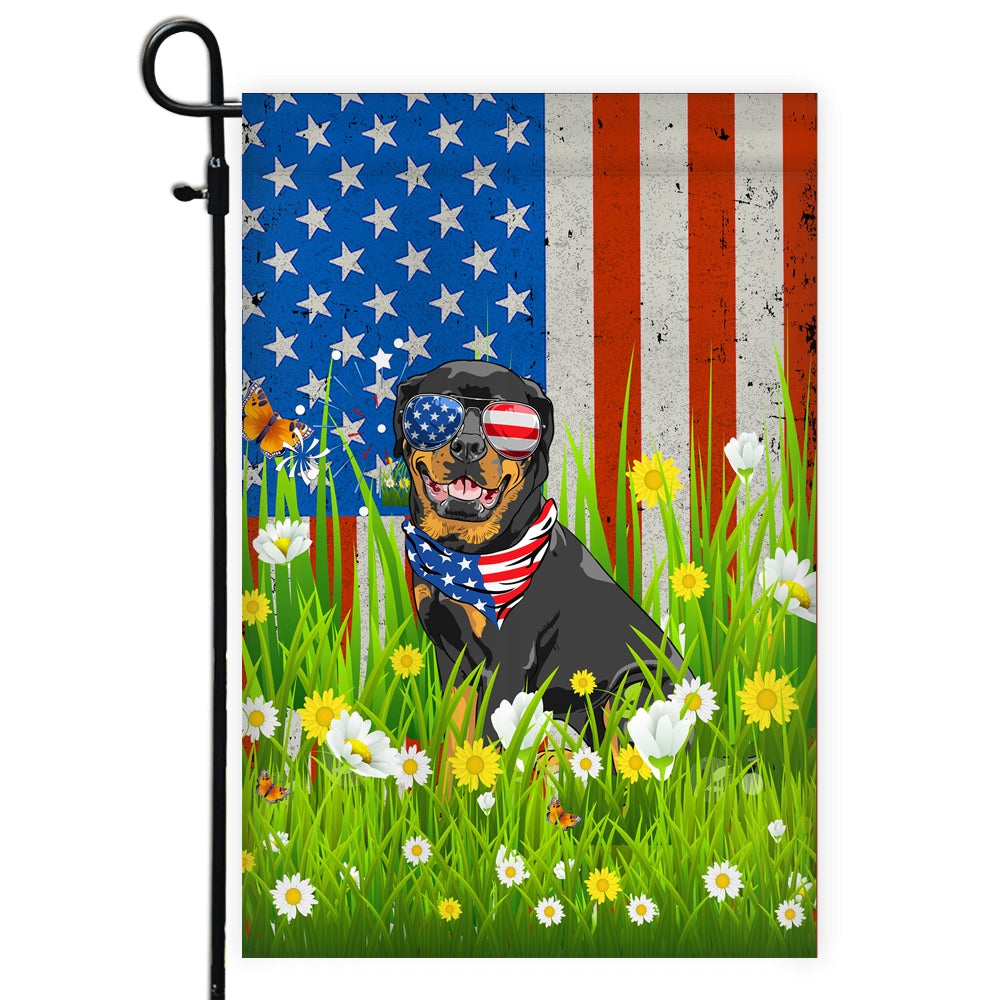 Rottweiler American USA Flag 4th of July Dog Lover On Independence Day | teecentury