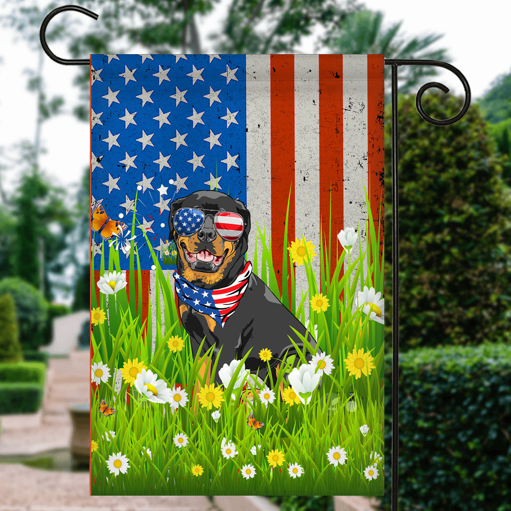 Rottweiler American USA Flag 4th of July Dog Lover On Independence Day | teecentury