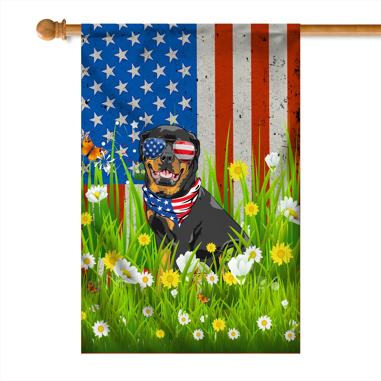 Rottweiler American USA Flag 4th of July Dog Lover On Independence Day | teecentury