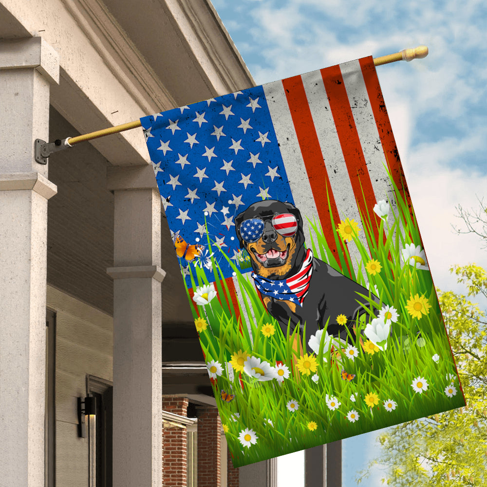 Rottweiler American USA Flag 4th of July Dog Lover On Independence Day | teecentury