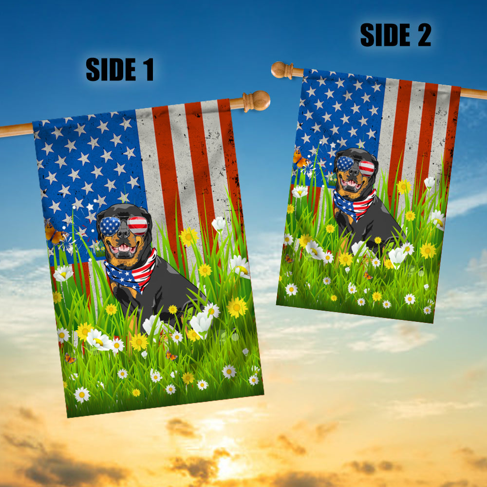 Rottweiler American USA Flag 4th of July Dog Lover On Independence Day | teecentury