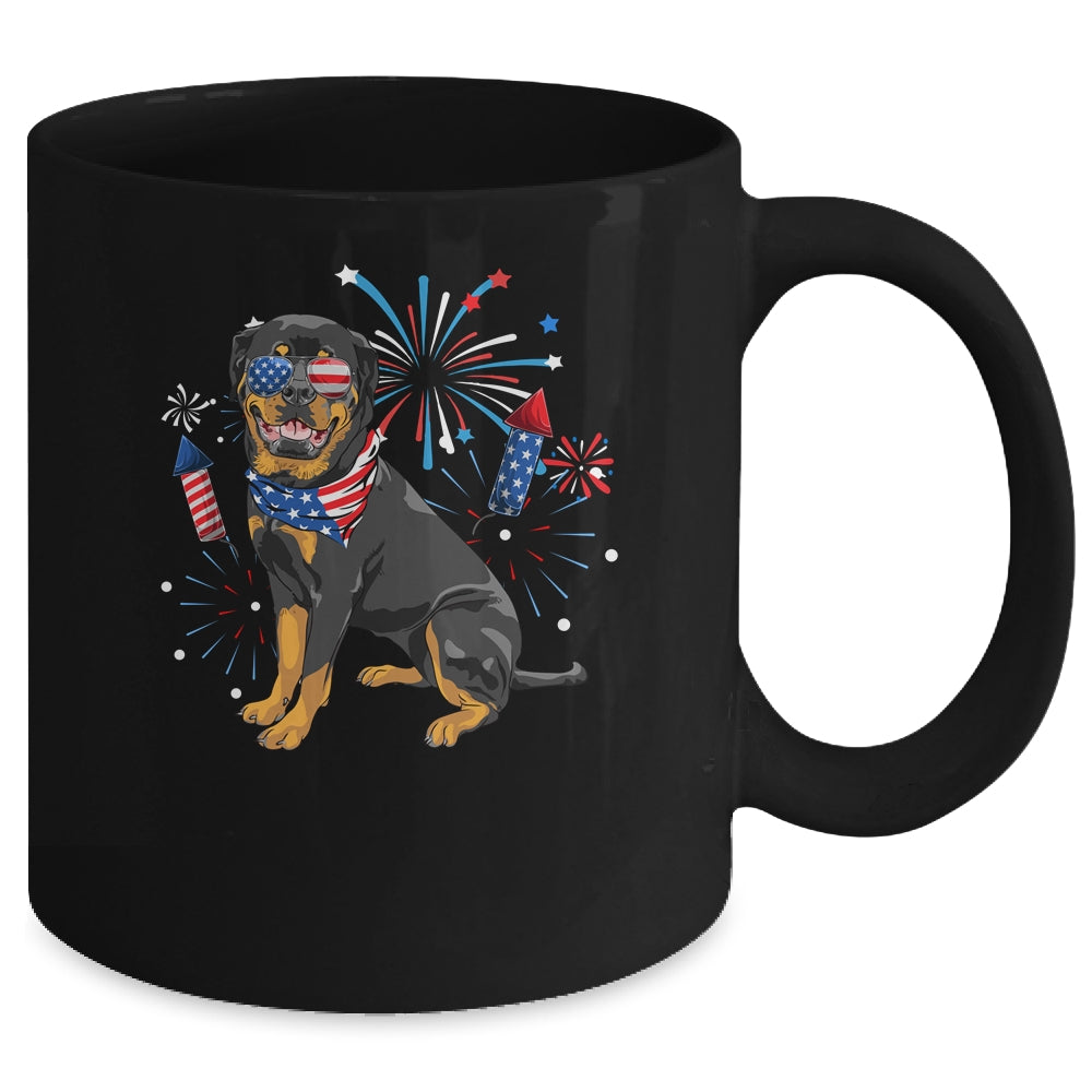 Rottweiler Dog American USA Flag 4th of July Men women Lover Mug | teecentury