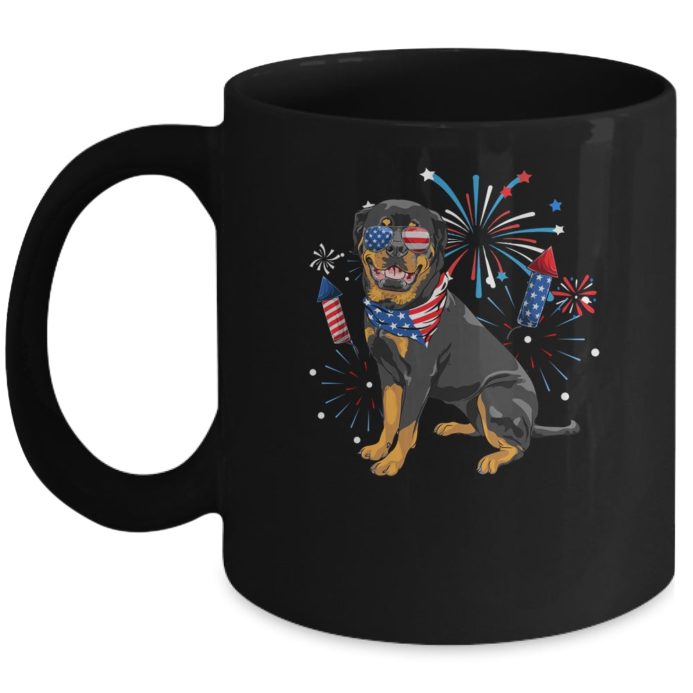 Rottweiler Dog American USA Flag 4th of July Men women Lover Mug | teecentury