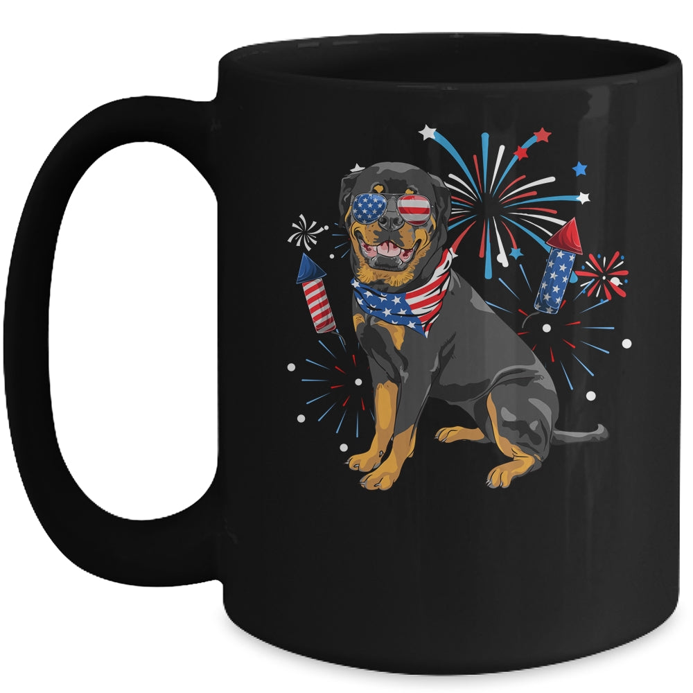 Rottweiler Dog American USA Flag 4th of July Men women Lover Mug | teecentury