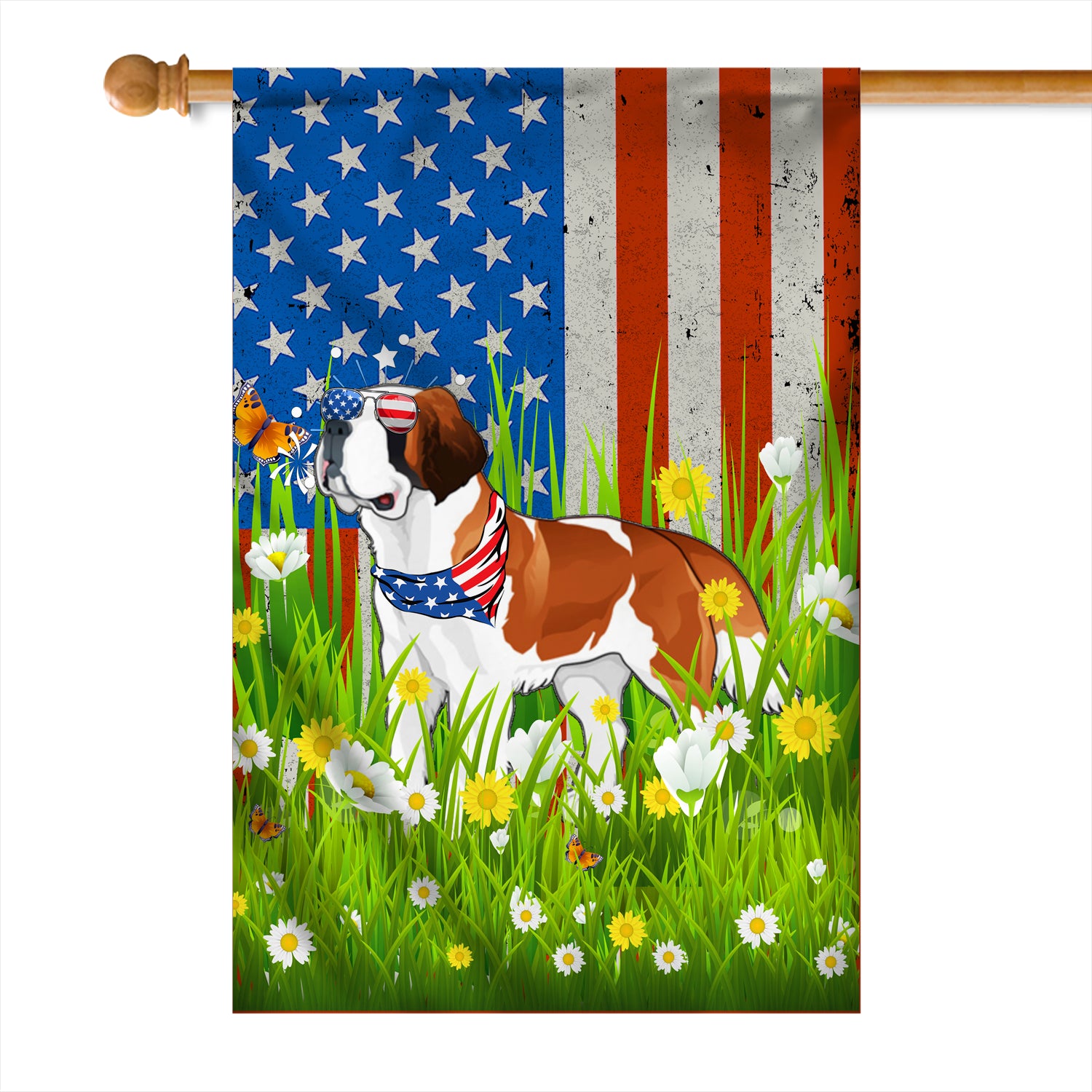 Saint Bernard American USA Flag 4th of July Dog Lover On Independence Day | teecentury