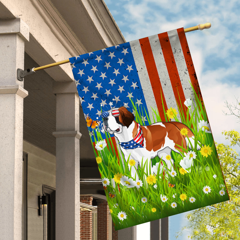 Saint Bernard American USA Flag 4th of July Dog Lover On Independence Day | teecentury