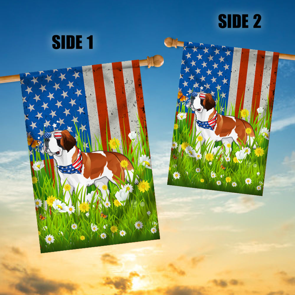 Saint Bernard American USA Flag 4th of July Dog Lover On Independence Day | teecentury