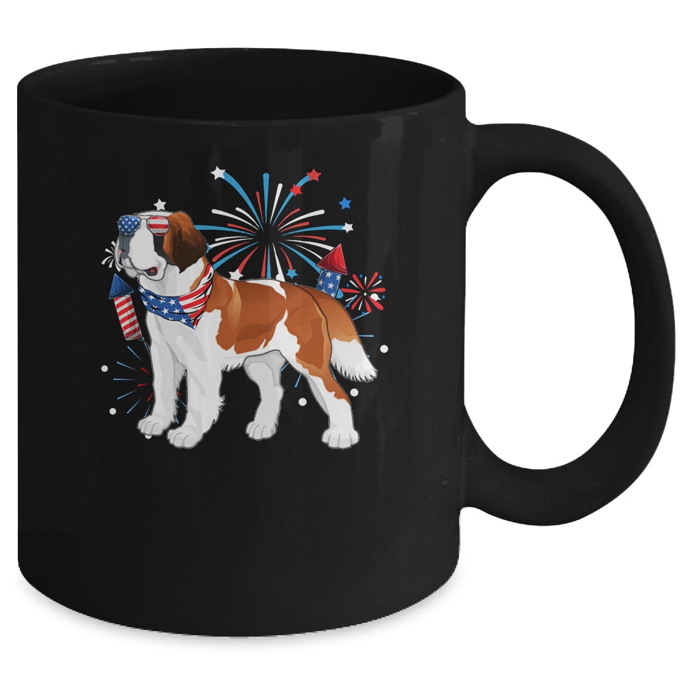 Saint Bernard Dog American USA Flag 4th of July women Lover Mug | teecentury