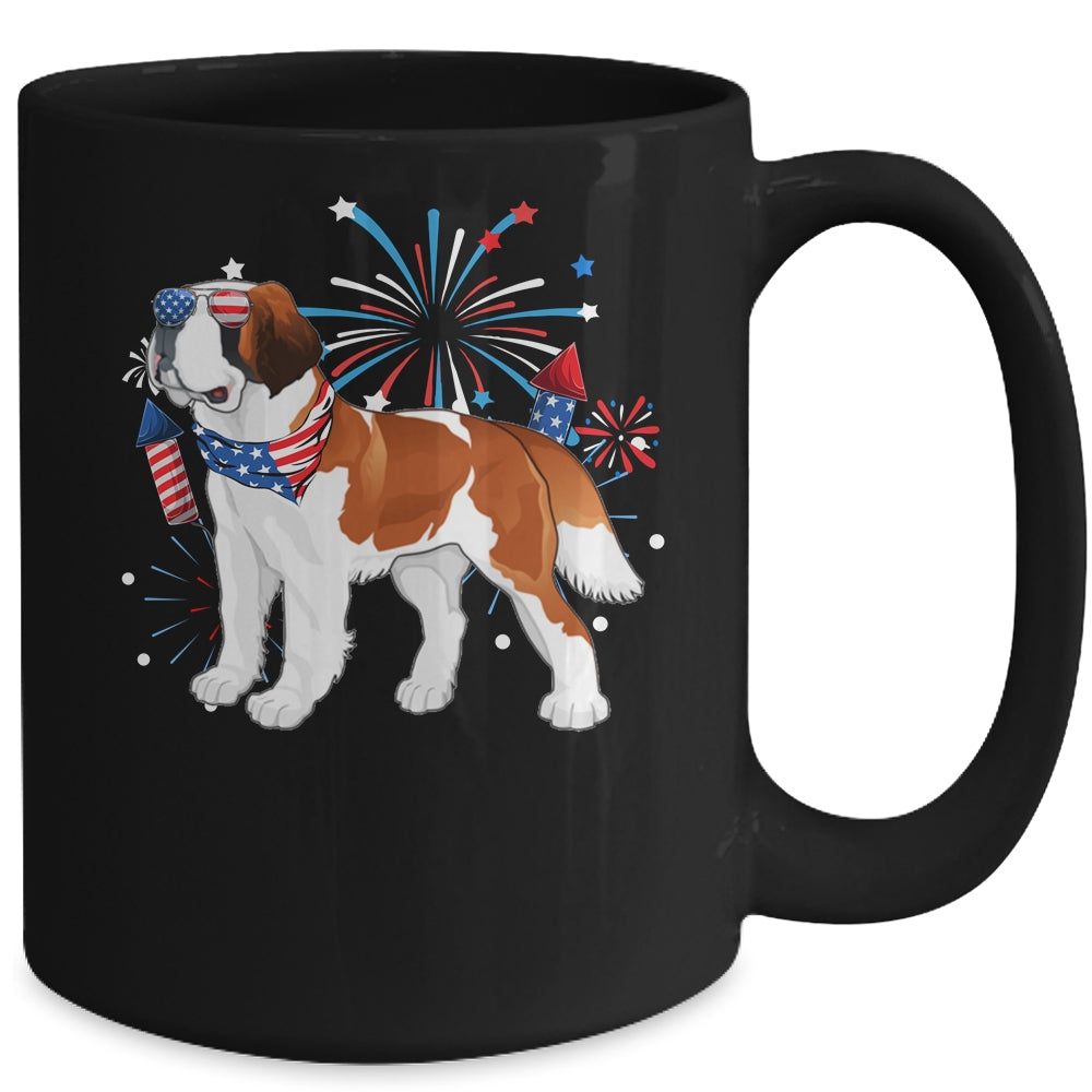 Saint Bernard Dog American USA Flag 4th of July women Lover Mug | teecentury