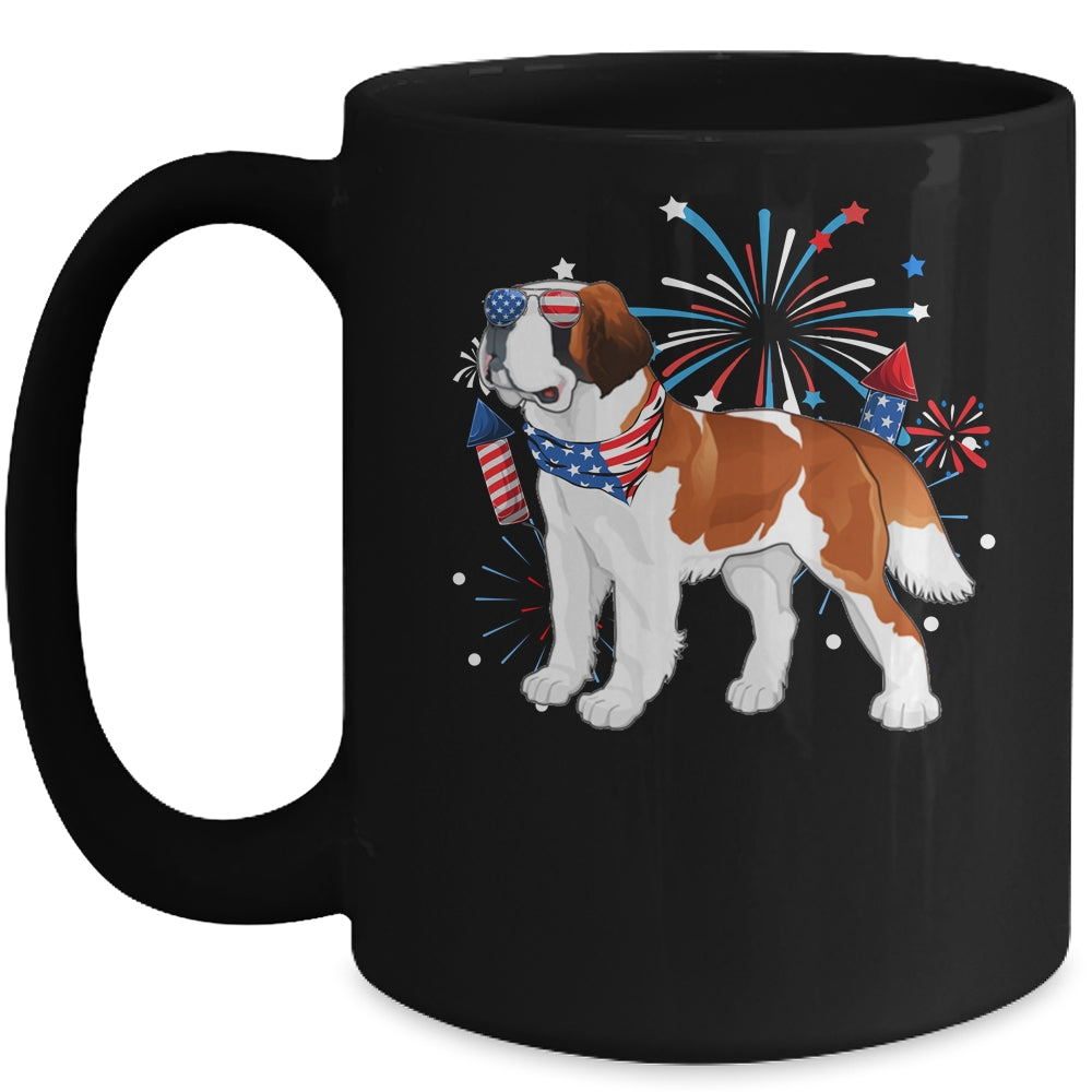 Saint Bernard Dog American USA Flag 4th of July women Lover Mug | teecentury