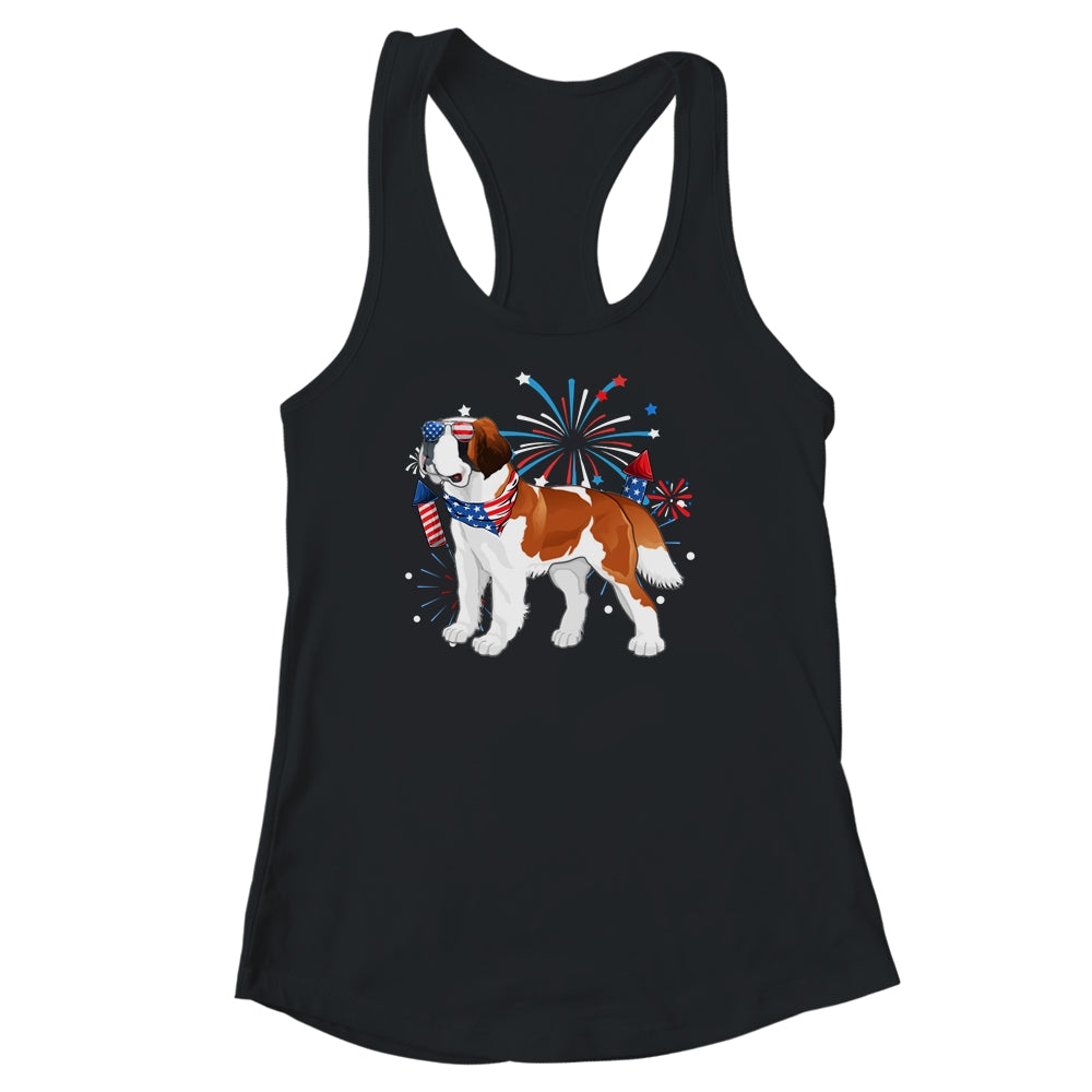 Saint Bernard Dog American USA Flag 4th of July women Lover Shirt & Tank Top | teecentury