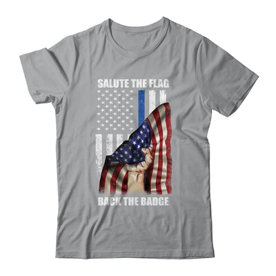 Salute The Flag Back The Badge Flag Police Hand Gift T-Shirt & Hoodie | Teecentury.com