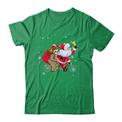 Santa And Sloth Riding Double Bike Christmas Biking Lover T-Shirt & Sweatshirt | Teecentury.com