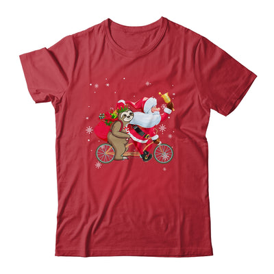 Santa And Sloth Riding Double Bike Christmas Biking Lover T-Shirt & Sweatshirt | Teecentury.com