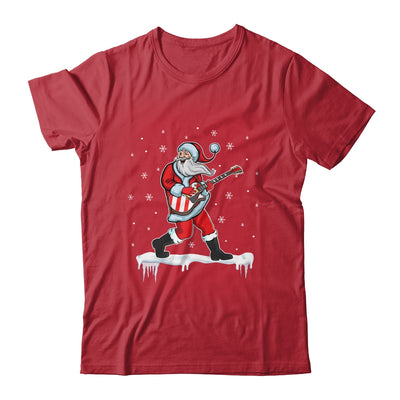 Santa Claus Play Guitar Matching Family Christmas Pajamas T-Shirt & Sweatshirt | Teecentury.com