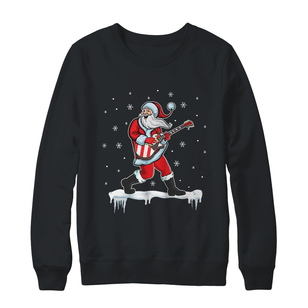 Santa Claus Play Guitar Matching Family Christmas Pajamas T-Shirt & Sweatshirt | Teecentury.com