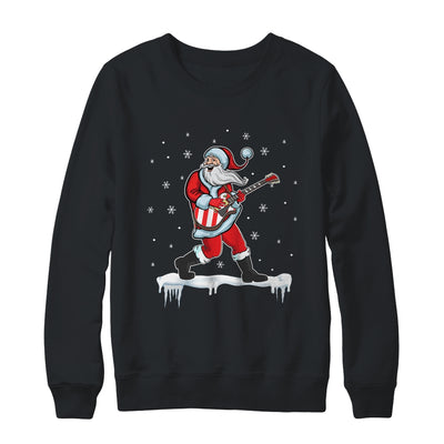 Santa Claus Play Guitar Matching Family Christmas Pajamas T-Shirt & Sweatshirt | Teecentury.com