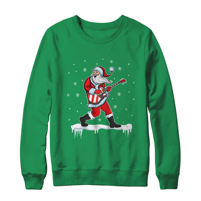 Santa Claus Play Guitar Matching Family Christmas Pajamas T-Shirt & Sweatshirt | Teecentury.com