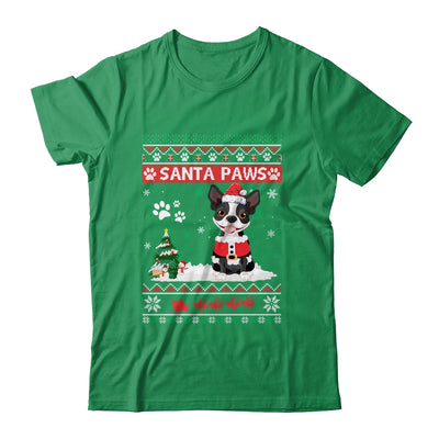 Santa Paws Boston Terrier Merry Christmas Dog Funny Xmas T-Shirt & Sweatshirt | Teecentury.com